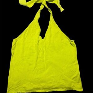 New York & Company Yellow Halter Tank Top